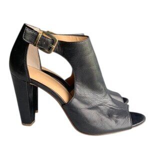 Banana Republic Women’s 9.5 Black Leather T-Strap Heels Peep Toe Ankle Shoes
